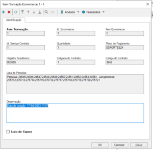 Transação Ecommerce Serviço