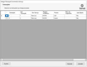 Transação Ecommerce Serviço
