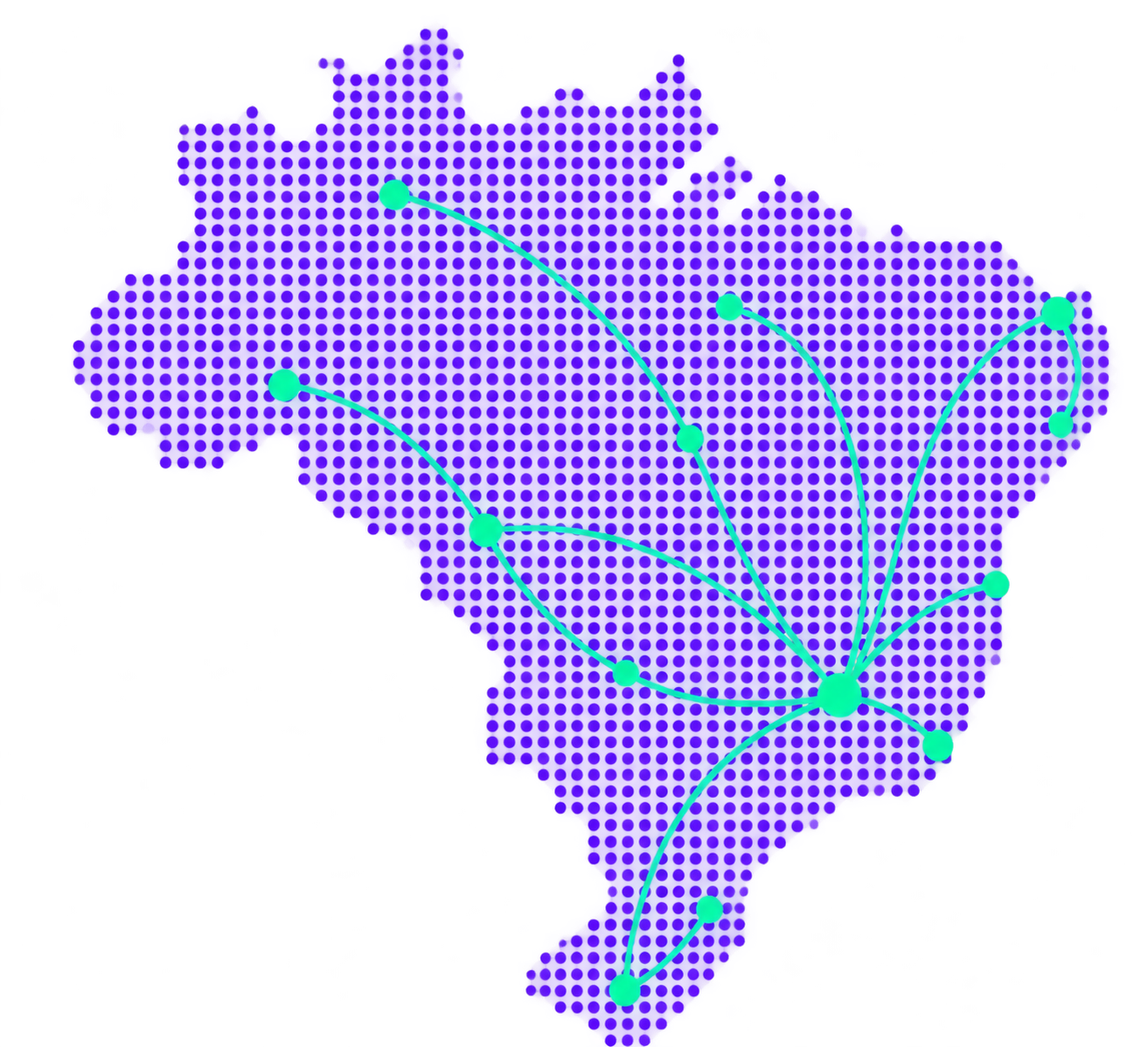 Mapa do Brasil com as instituições conectadas pela Worknow